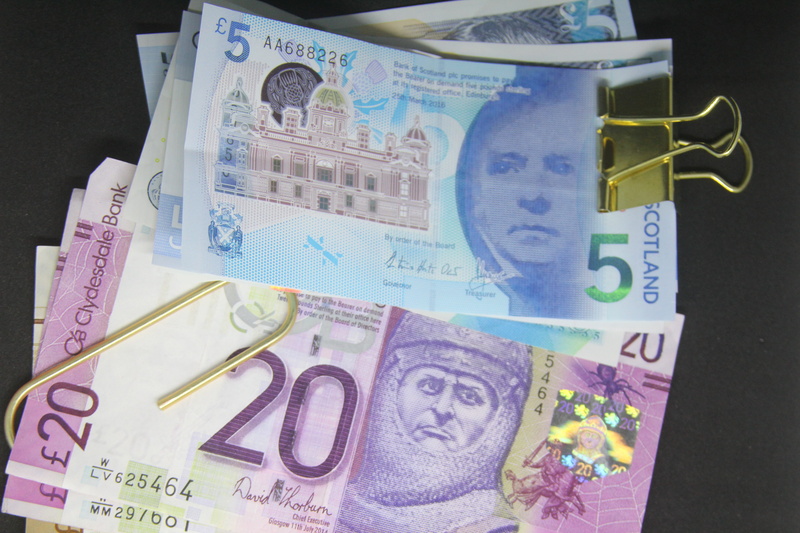finance, cash, large group of objects, studio shot, five pound note, investment, dosh, currency, pound, wealth, still life, business, consumerism, corporate business