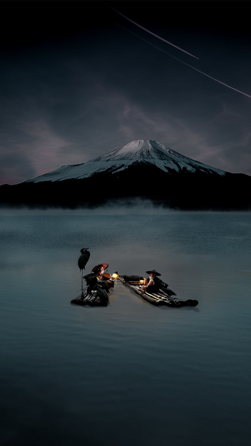 1080P, one person, idyllic, reflection, cold temperature, outdoors, nature, mountain range, adventure, Photoshop, mountain, mountain peak, André Fonseca