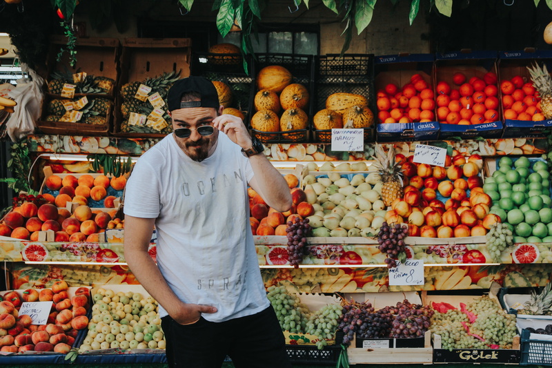 stall, buying, sell, freshness, wellbeing, sale, outdoors, casual clothing, market, food and drink, beside, food, merchant, three quarter length, variation