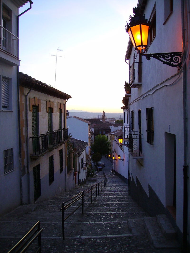 spain, old, transportation, houses, town, street light, building, Granada, street, building Exterior, nature, water, clear sky, residential district, alley