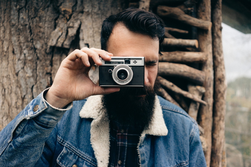 lens, beard, holding, creative, bark, working, snapshot, obscured face, equipment, jacket, men, portrait, adults only, face, denim, person, denim jacket