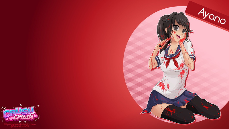 Girl, Thigh Highs, 1080P, Ayano Aishi, Crush Crush, Blood, Skirt, Yandere simulator, Smile, Video Game, Yandere-Chan