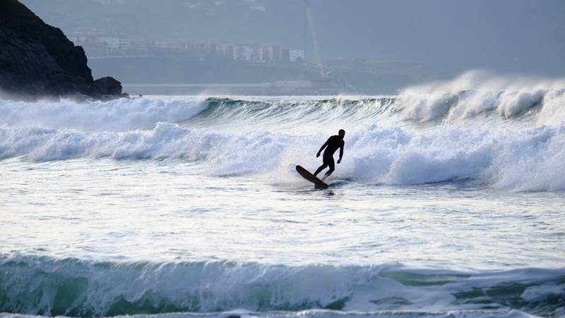 spain, balance, waterfront, health, skill, adventure, 4K, one person, surfer, wave, lifestyles, beauty in nature, practice, aquatic sport, flowing water