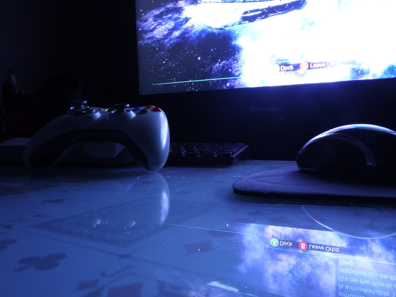 desktop, gaming, connection, night, day, chair, modern, home interior, workstation, white, office, table, computer monitor, technology, still life, glass - material