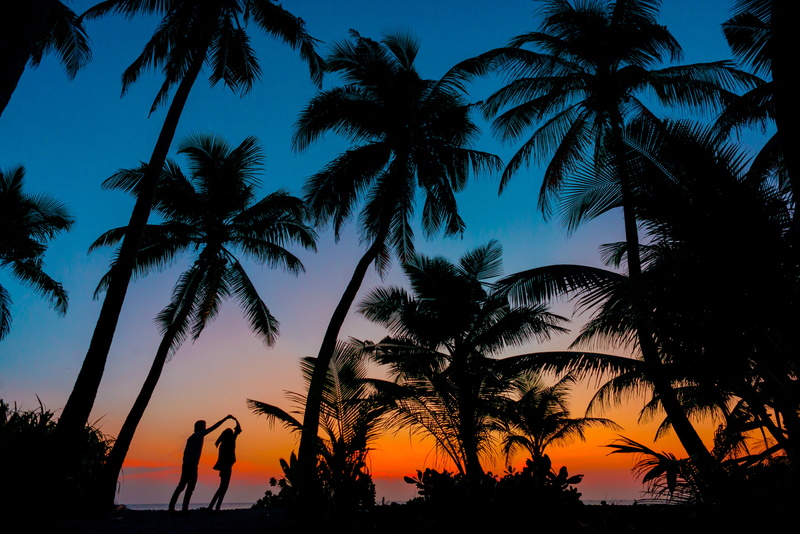 tranquil scene, idyllic, summer, beside, man, palm, young couple, tropical tree, honeymoon, Asad, couple, photography, ocean, outdoors, real people, evening