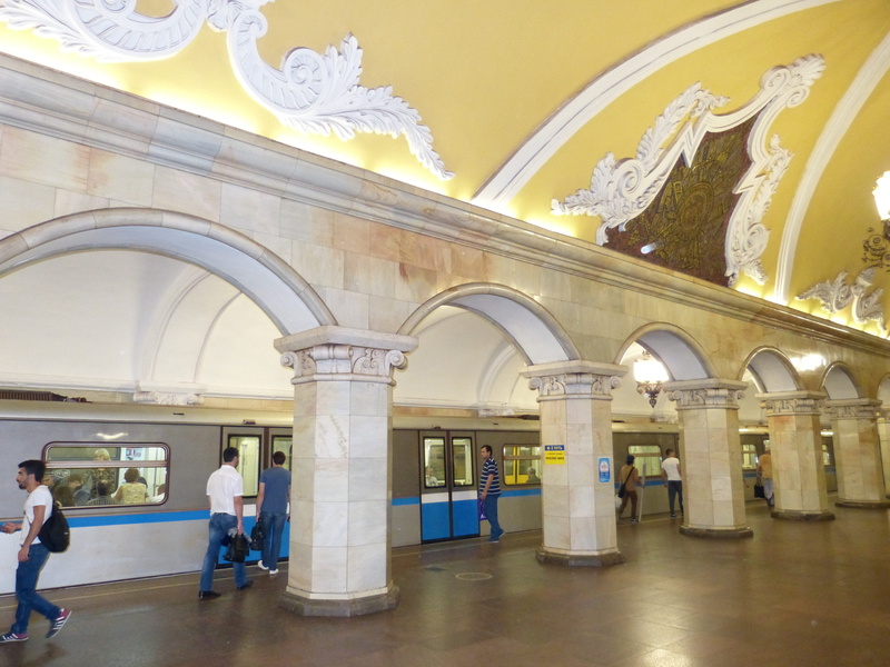 adult, subway, history, russia, arcade, architectural column, architecture, people, day, ceiling, railway station, the past, train, building, women, metro