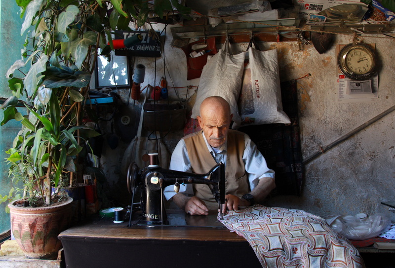 tailor, concentration, vest, working, one person, art and craft, adult, turkey, brown, sewing, oldest profession, senior adult, white hair, indoors, business