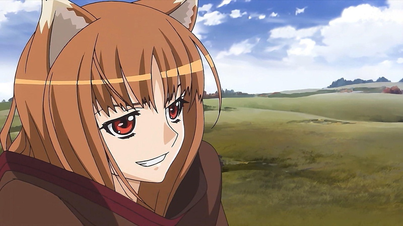 character, spice and wolf, holo, smiling, 1920x1080, brown, haired, 1080P, anime, woman