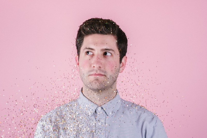 colored background, male, pink background, contemplation, pink, gray, grey, front view, photo, polo, close, man, wearing, brown hair, young adult, water
