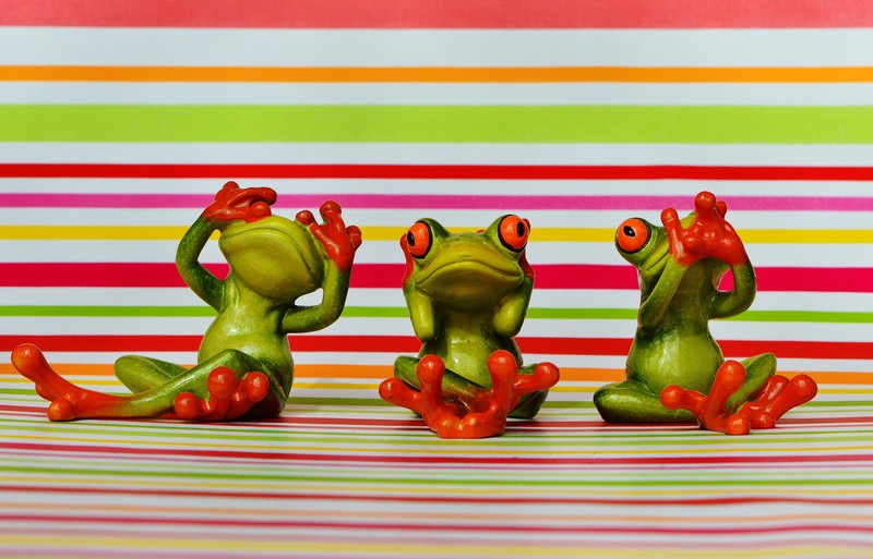 figures, no people, not see, green, cute, sit, healthy eating, frogs, food, red, still life, indoors, animal representation, vegetable, green color, representation