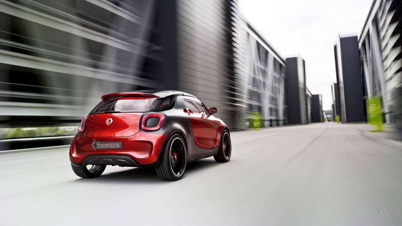 red, motor vehicle, 1080P, street, road, Smart Forstar, day, on the move, transportation, blurred motion, motion, speed, driving, luxury, built structure