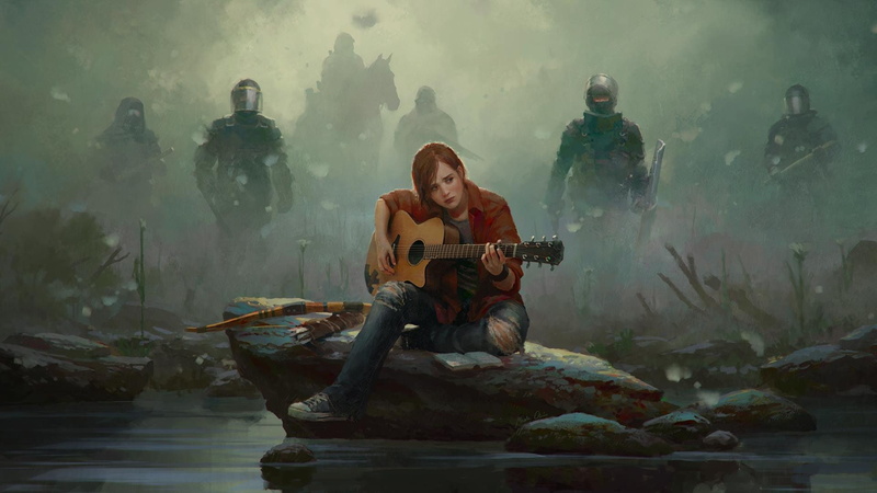 girl, gumshoes, okon, boom, jeans, fighters, fan, horse, art, fog, ellie, guitar, onions, mask, stone, 1080P, marek, drawing, shield