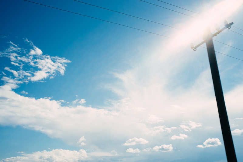 power line, lens flare, sky, brightly lit, nature, air, cable, cloudscape, technology, sunlight, Electricity pole, power supply, telephone line, no People