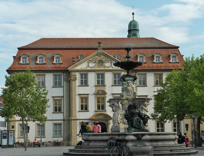 city, street, paulibrunnen, day, water fountain, fountain, landmark, building, architecture, tree, travel destinations, residential district, built structure
