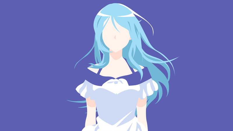 blue background, cut out, art and craft, studio shot, 1080P, representation, sky, Yuki-Neh, minimalism, outdoors, angel, white color, shape, anime girls