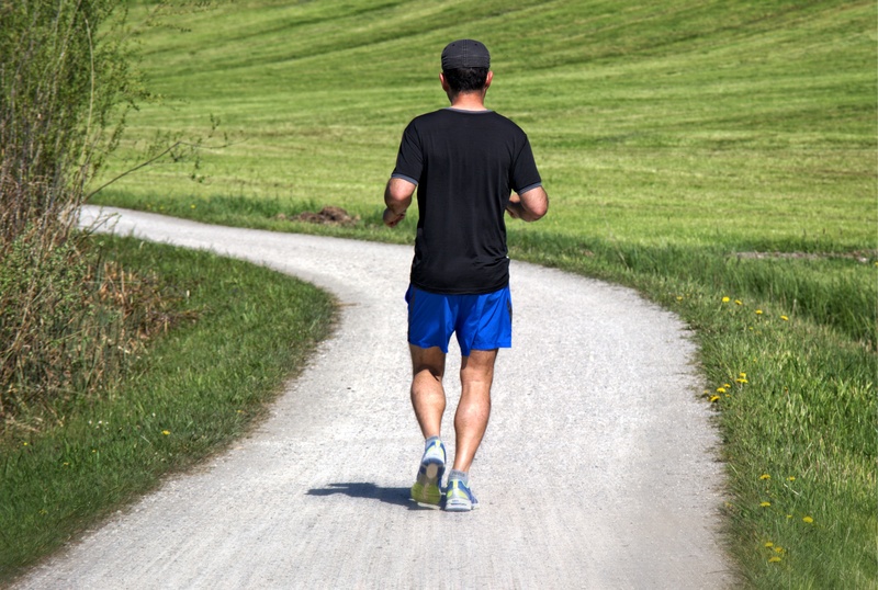 one person, plant, exercising, grass, sporty, leisure, runners, 4K, jogging, activity, hobby, lifestyles, pathway, man, adult, run, motion, recreational sports