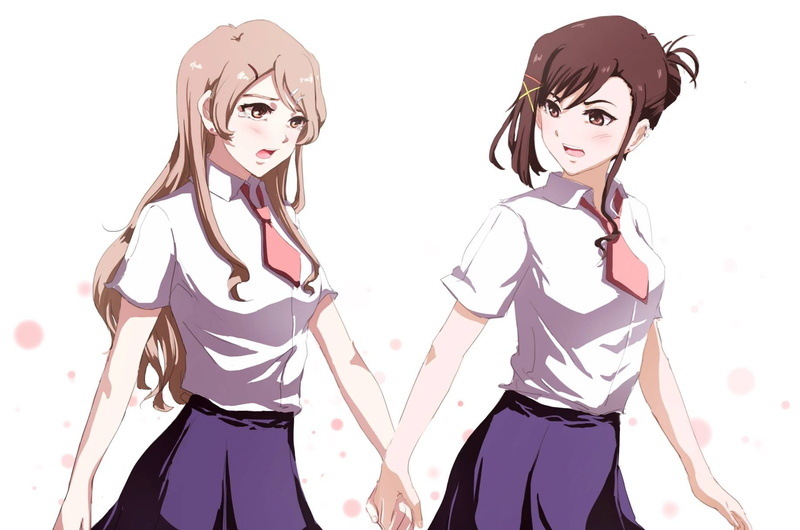 two people, clothing, Yukino Sakurai, beauty, portrait, looking at camera, people, adult, studio shot, lifestyles, anime girls, women, young adult, indoors