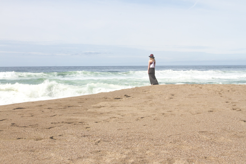 water, horizon, ocean, woman, dress, hat, nature, people, sea, adults only, casual clothing, horizon over water, beside, scenics - nature, real people