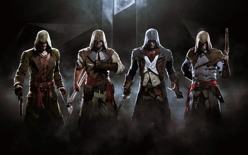 1080P, males, male likeness, men, teamwork, armed forces, gun, human representation, weapon, clothing, art and craft, mid adult men, helmet, Assassins Creed:  Unity
