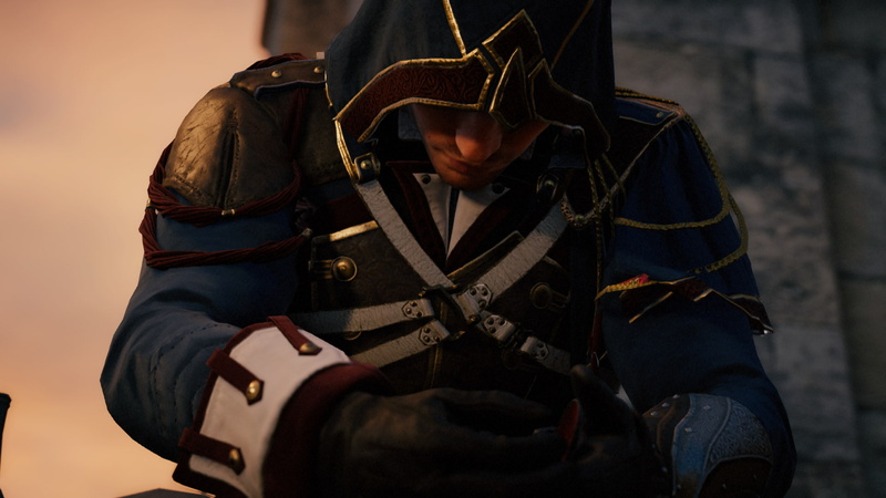 1080P, Assassins Creed Unity: Dead Kings, weapon, outdoors, day, government, adult, obscured face, standing, knight - person, three quarter length, waist up