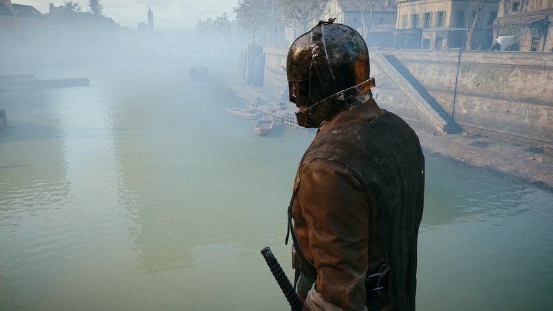 pets, men, lifestyles, Assassins Creed Unity: Dead Kings, one person, nature, Assassins Creed, one animal, day, reflection, built structure, outdoors, rear view