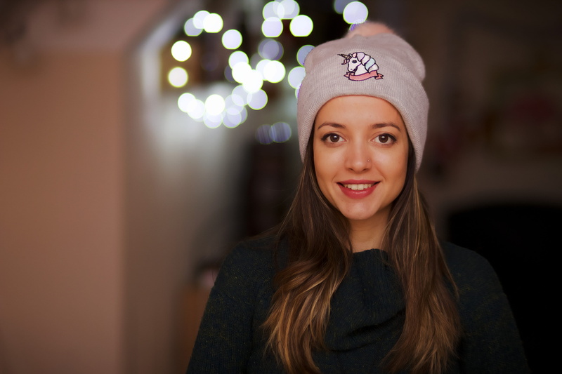 young women, young adult, handrail, looking at camera, human, hairstyle, teen, kid, teeth, cap, indoors, 4K, person, sweater, child, beanie, portrait