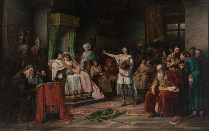 Czech painter, Execution ballads, 4K, Ballad Singer, National Gallery in Prague, 1882, Václav Brožík, Vaclav Brozík, oil on canvas