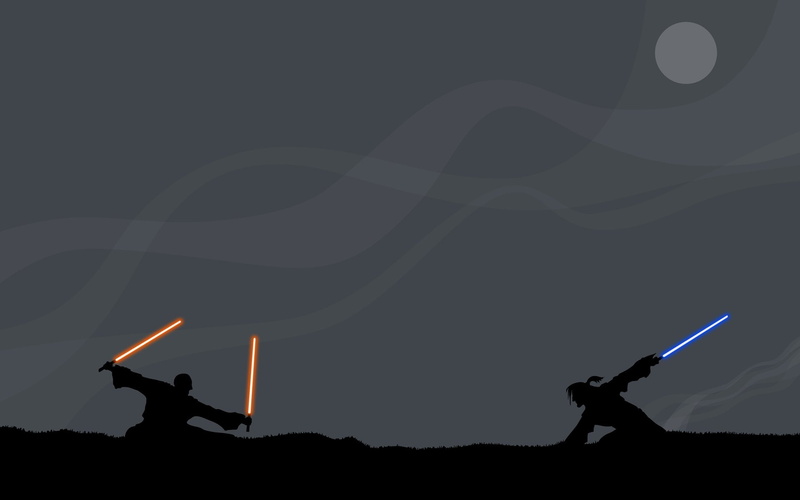 silhouette, Jedi, Sith, 1080P, battle