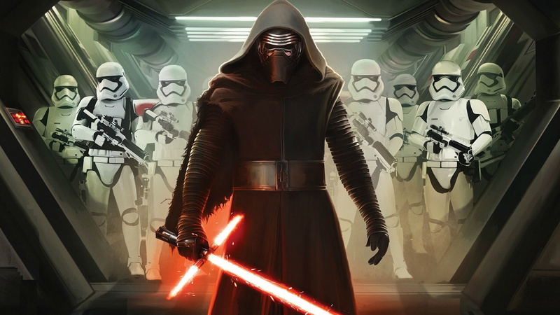 lightsaber, Sith, 2K, Kylo Ren, Star Wars: The Force Awakens, artwork, Storm Troopers, stormtrooper, Star Wars