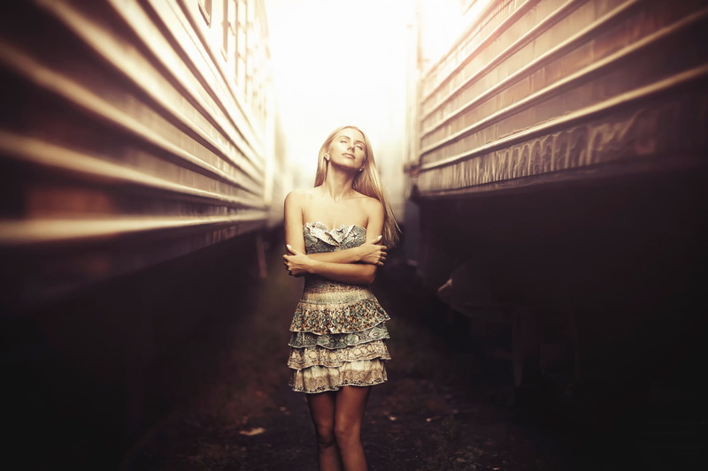 bokeh, cars, 1080P, trains, Karen Abramyan, girl