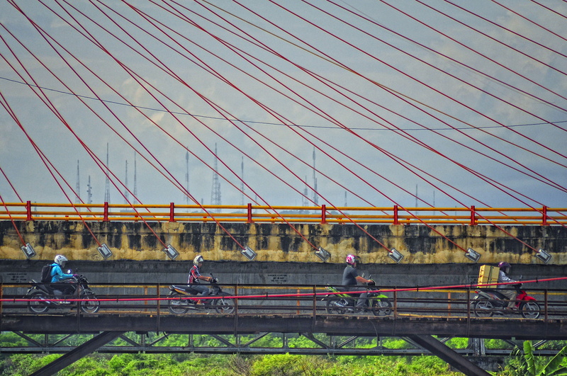 travel, central java, clear sky, outdoors, 5K, engineering, nature, bridge - man made structure, mode of transportation, semarang, cable, lifestyles, sky