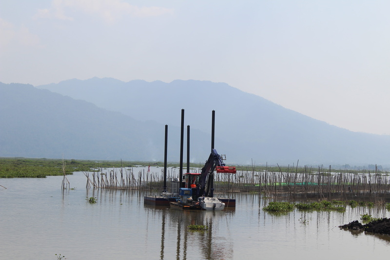 mount, pollution, mode of transportation, transportation, industry, nature, non-urban scene, sky, indonesian, outdoors, mountain, lake, tranquility, waterfront