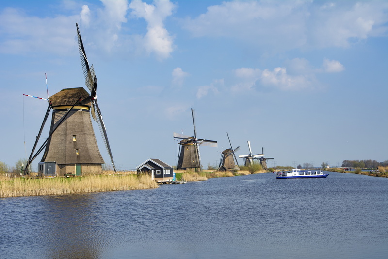sky, mill, architecture, wind turbine, village, windmill, fuel and power generation, south holland, tour, tourism, no people, building exterior, water