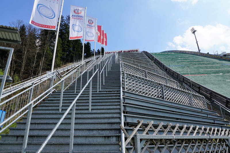 skiflug, sky, building exterior, industry, Oberstdorf, Hill, building, city, no people, communication, ski jumping, travel, sign, Allgäu, alpine, railing