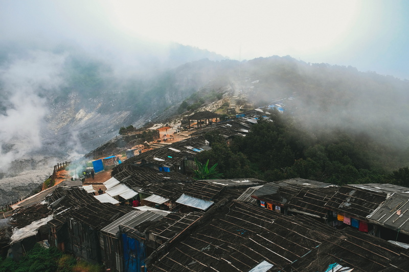 nature, mountainside, empty, vintage, landscape, outdoors, mountain, building, high angle view, house, 5K, old, day, volcano, sky, town, no people, built structure