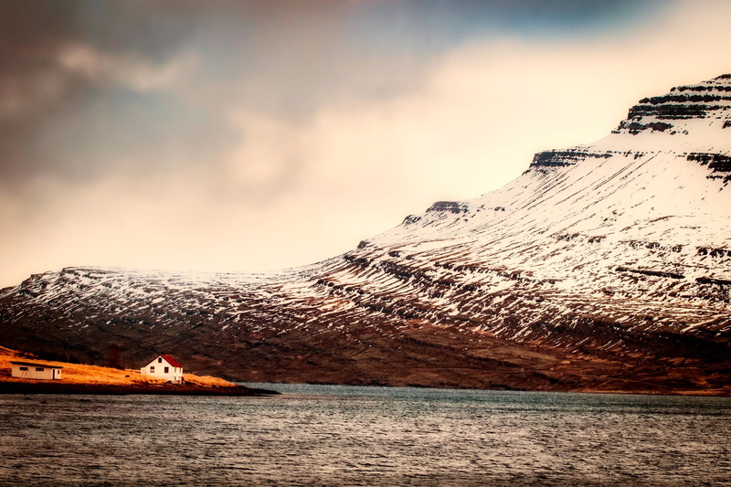 sea, mountains, nautical vessel, winter, cold temperature, beach, transportation, scenics - nature, water, mountainside, nature, remote, sky, snow, cloud - sky