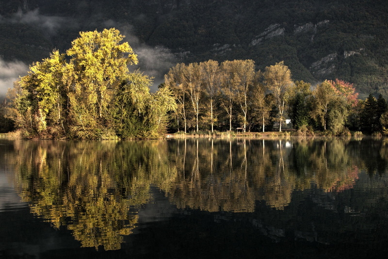 scenics, France, mountain, de, lac, beauty In Nature, gresy sur isere, lake, photo, water, woodland, autumn, mountainside, Savoie, reflection, nature, forest
