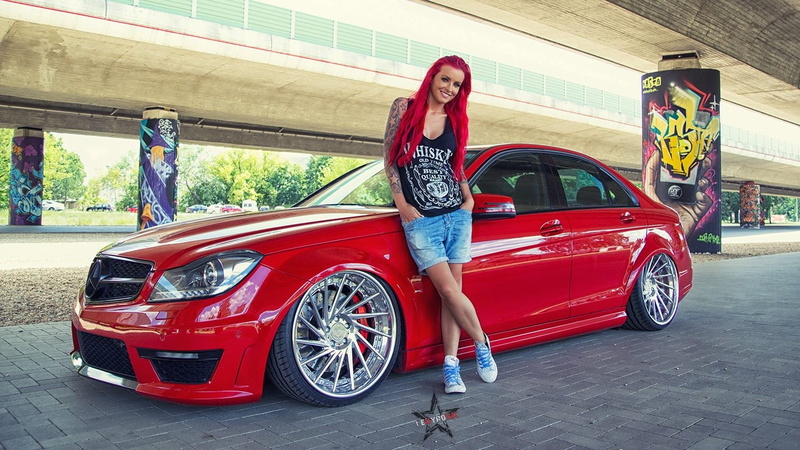 lifestyles, benz, red cars, 720P, full length, beautiful woman, fashion, architecture, portrait, mode of transportation, day, land vehicle, model, sedan