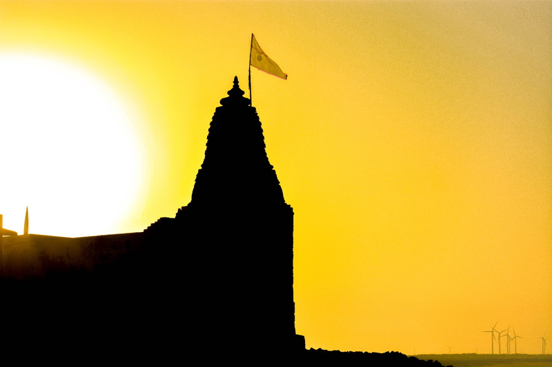 building, travel destinations, india, sun flare, belief, sunset, religion, flying, flag, morning, nature, place of worship, history, built structure, the past