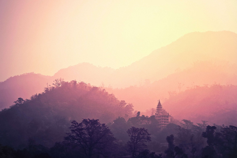 religion, sunrise, trees, outdoors, no people, silhouette, winter, daylight, built structure, hill, travel, holy, dusk, travel destinations, beauty in nature