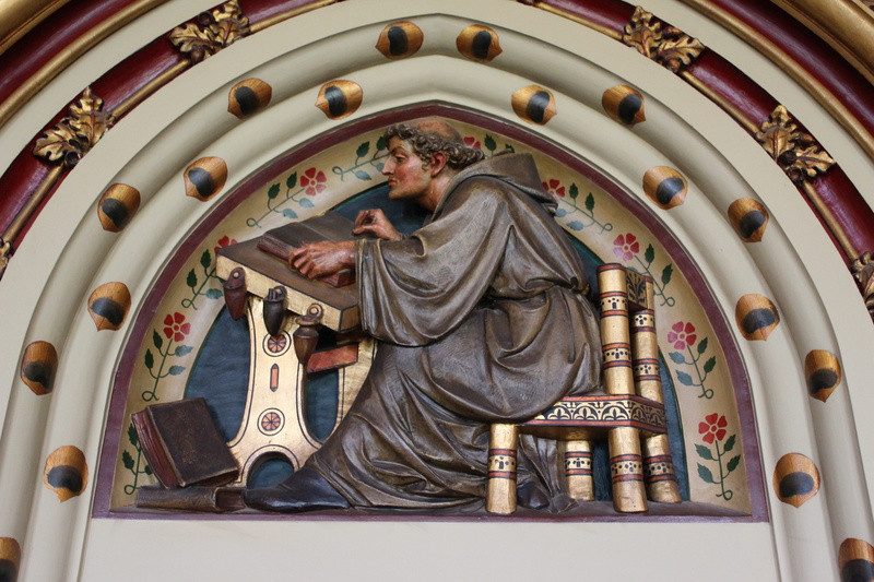 Study, statue, craft, student, built structure, representation, learning, religious, place of worship, art and craft, Reading, mural, human representation