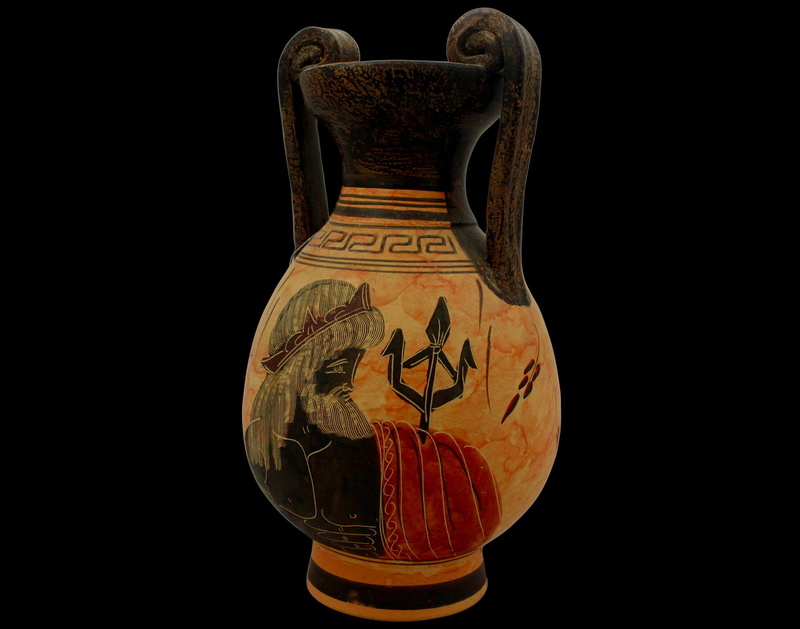 no people, single object, close-up, black background, design, craft, old, container, still life, poseidon, the past, copy space, the art of, ancient civilization
