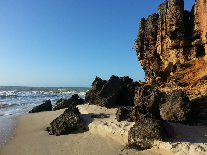 rock - Object, sunlight, rock, rock formation, clear sky, Nature, landscape, motion, rocky coastline, litoral, travel Locations, no People, northeast brazil