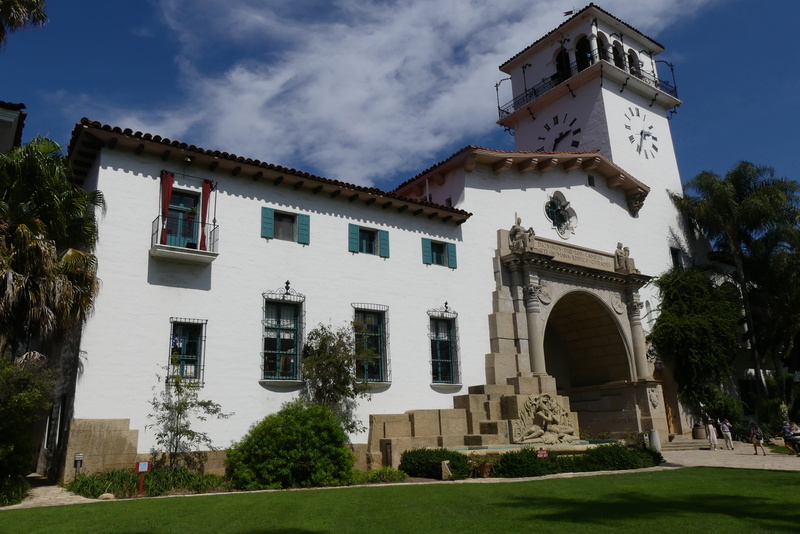 travel destinations, no people, the past, california, usa, the palace of justice, cloud - sky, sky, plant, santa barbara, building exterior, low angle view