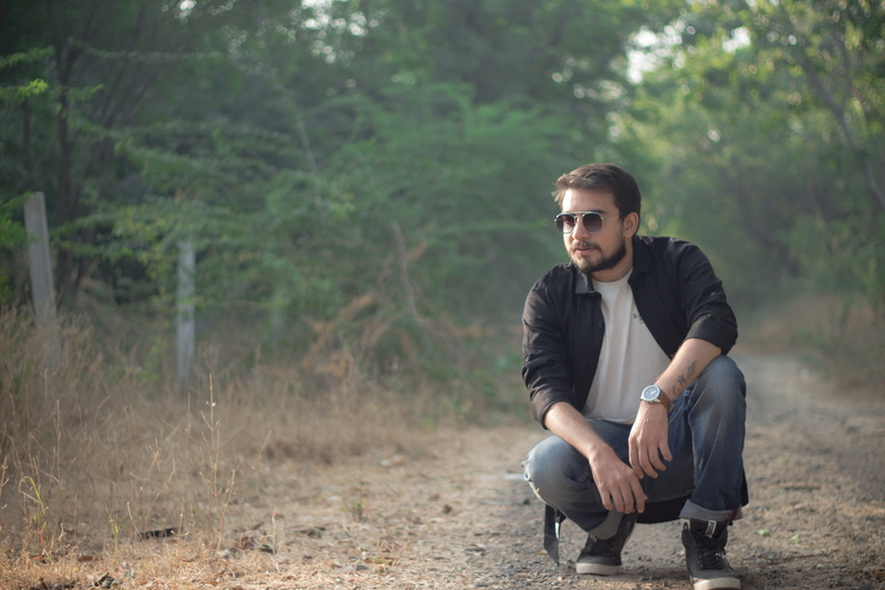 land, young adult, portrait, day, swag, trees, contemplation, meadows, real people, plant, 5K, looking at camera, front view, focus on foreground, full length