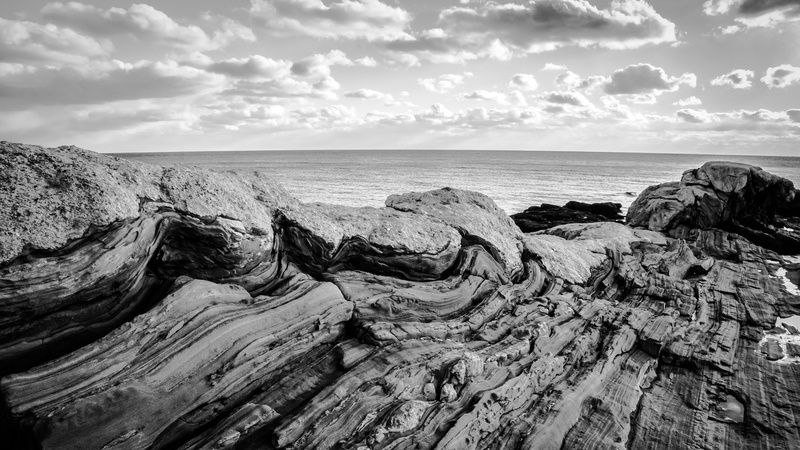 USA, coast, nature, water, rock formation, rock, eroded, rock - object, tranquility, horizon over water, beauty in nature, clouds, cloud - sky, non-urban scene