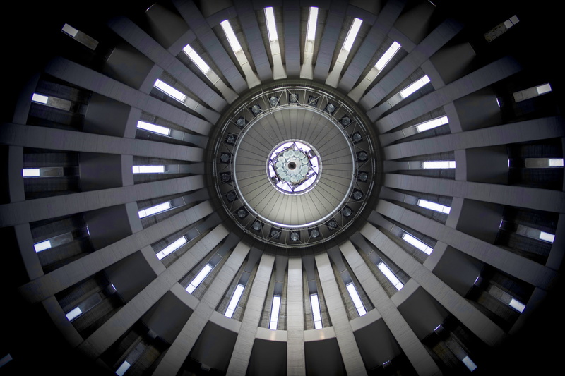 no people, modern, vivid, inside, ceiling, luminescence, abstract, circle, architecture, day, form, pattern, round, 5K, luxury, directly below, illuminated