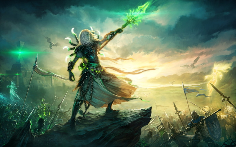 holding, sword, might, magic, heroes, character, male, anime, green, photo, 2K