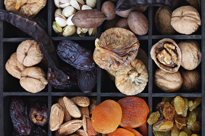 nuts, 1080P, pistachios, dates, almonds, dried apricots, dried fruits, walnut, raisins, figs