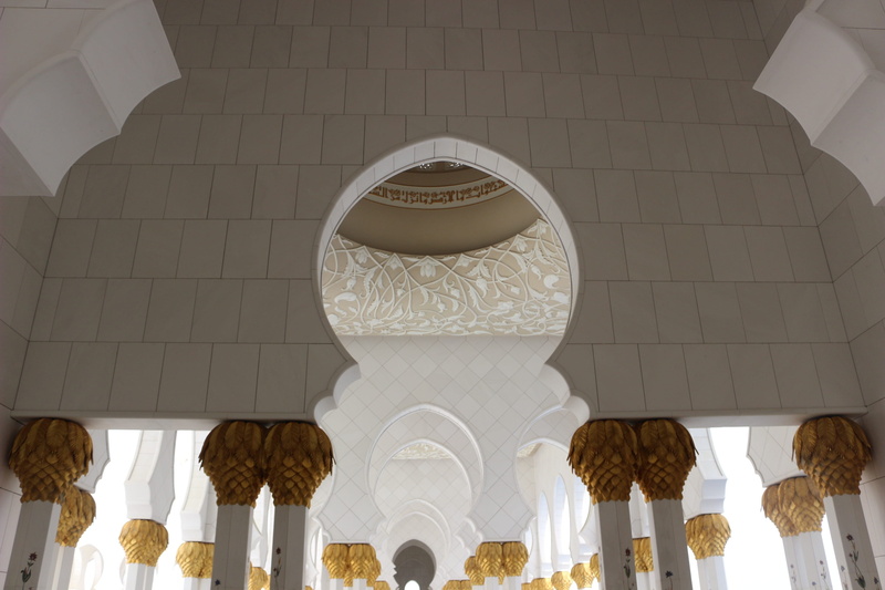 no people, belief, ceiling, abu dhabi, spirituality, day, place of worship, building, indoors, cupola, built structure, travel destinations, ornate, travel